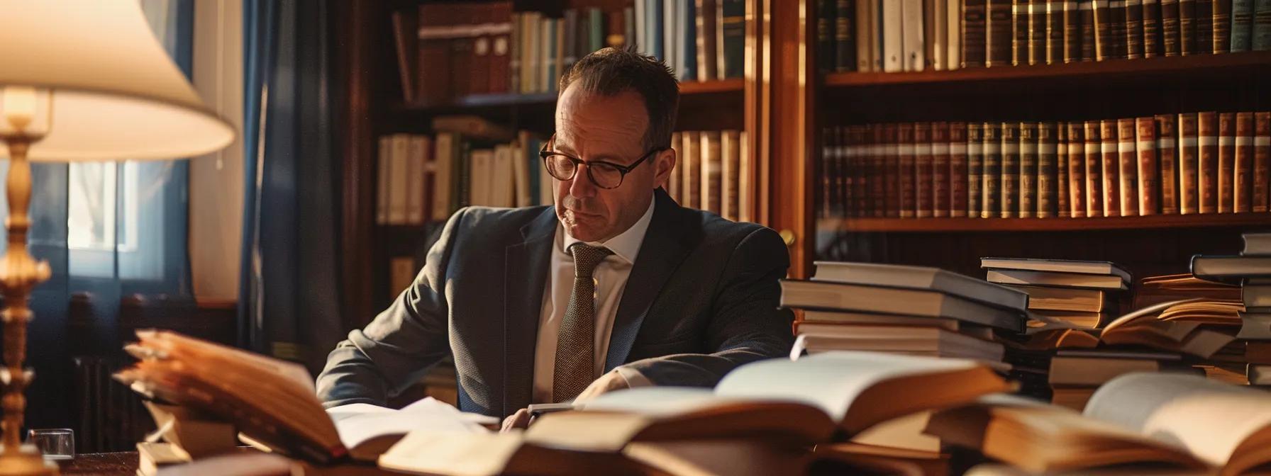 a focused attorney, surrounded by legal books and case files in a dimly lit office, passionately discusses case strategies with a client, emphasizing the critical importance of specialized defense in sex crime cases.