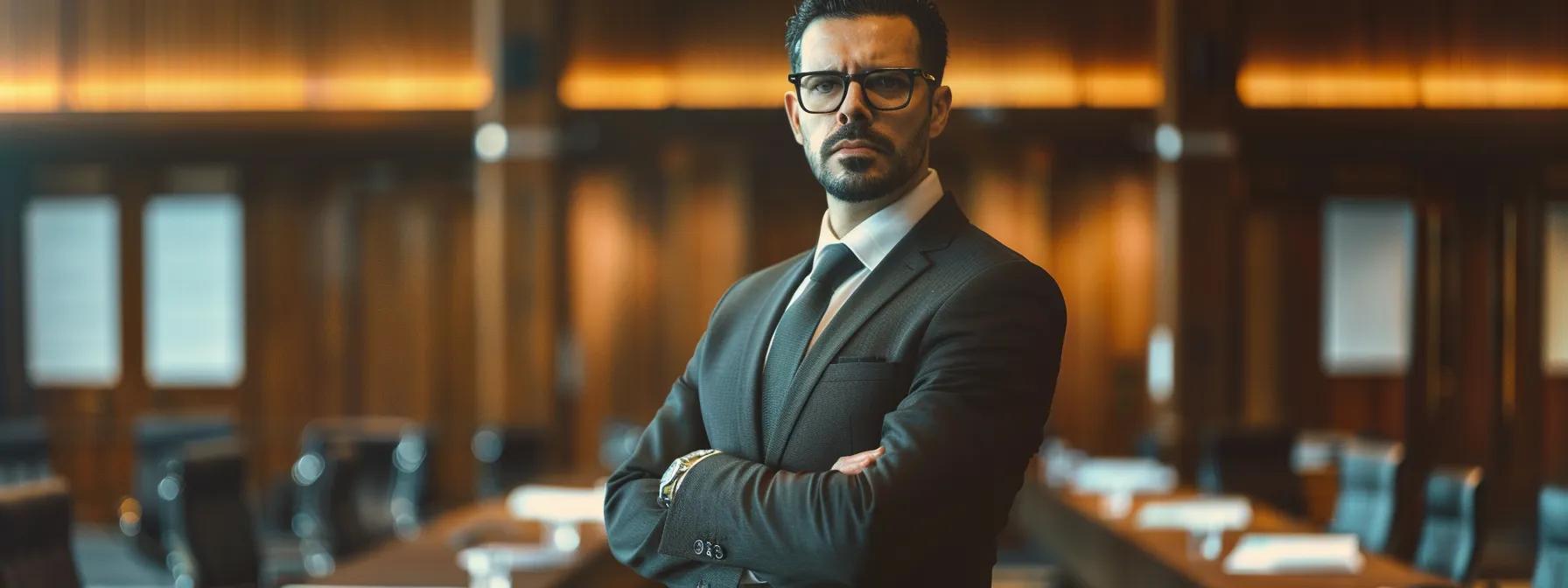 a focused dui attorney stands confidently in a modern courtroom, engaged in a persuasive argument while surrounded by legal documents and expert witnesses, emphasizing their role in protecting clients' rights amid a tense legal atmosphere.